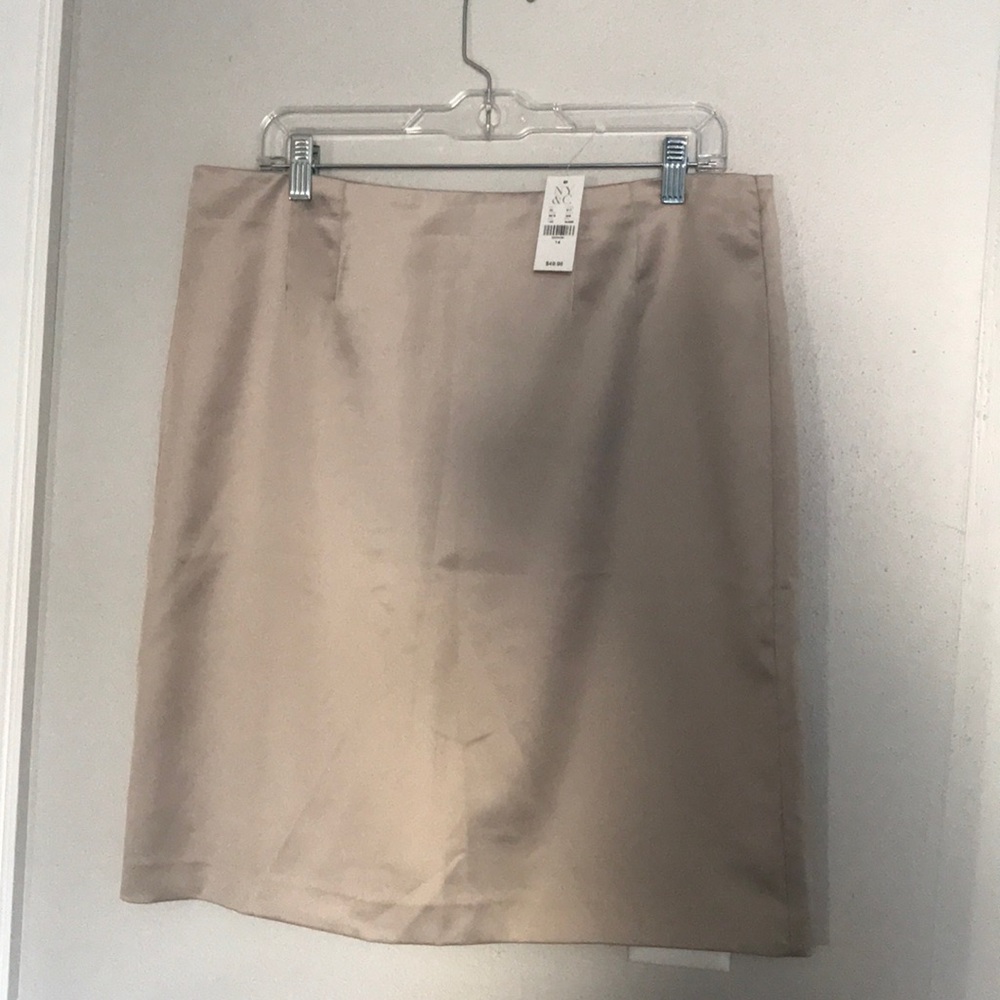 Tan Silky Straight Skirt